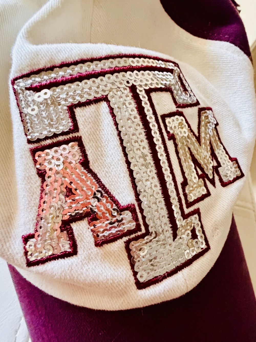47 Brand Embroidered Patch Top in White and Burgundy